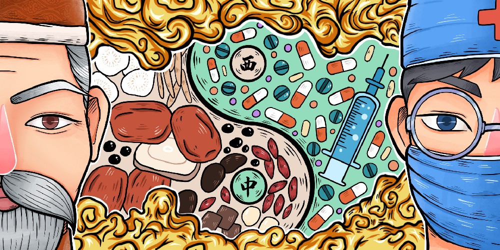摄图网_401799300_banner_中西医对比插画（企业商用）.jpg